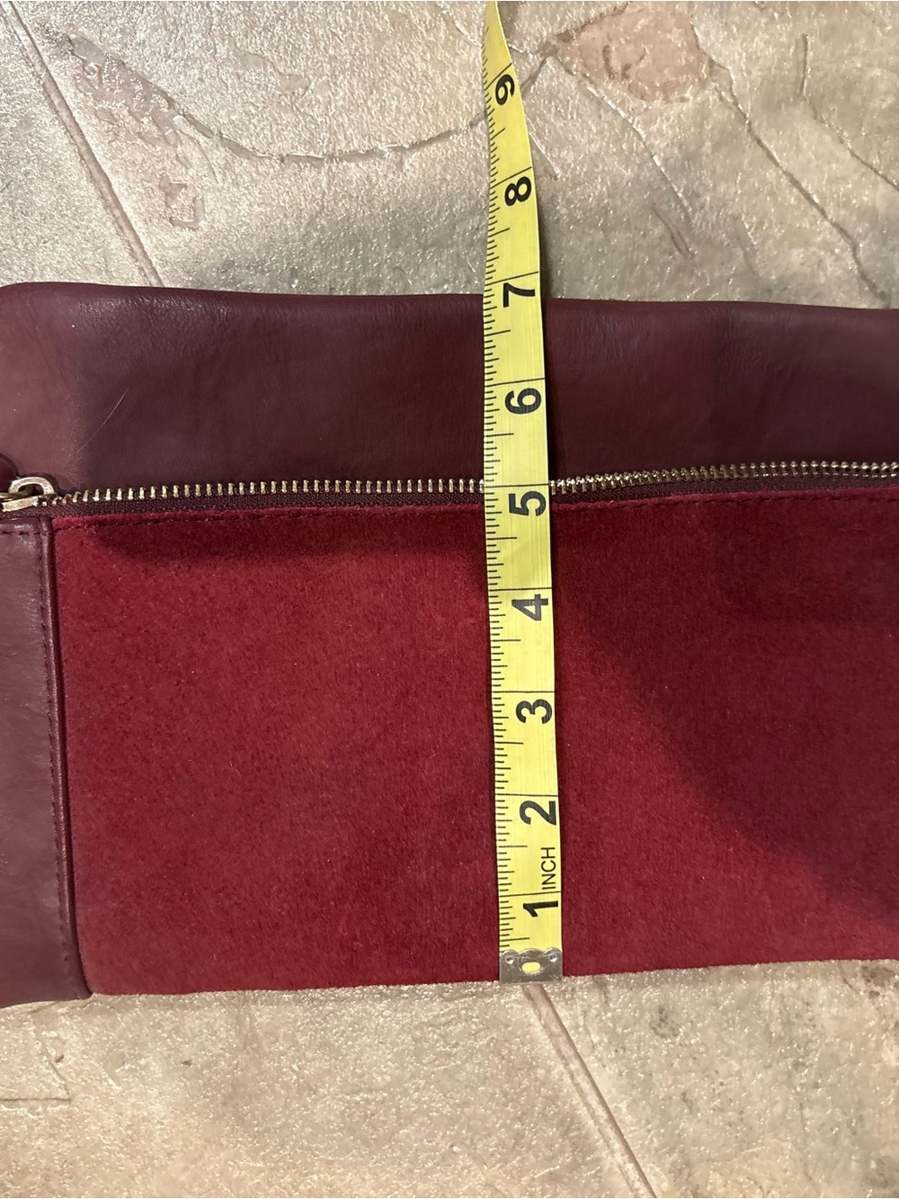 Burgundy Fold-Over Clutch - Picture 7 of 8